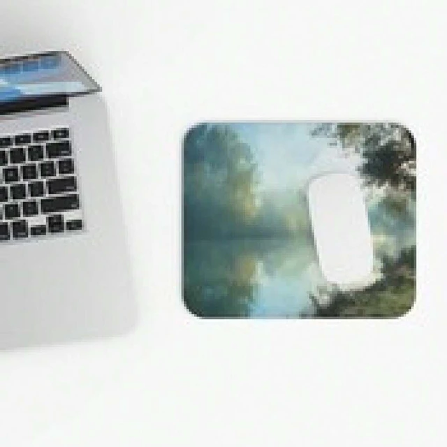 Alt view image 5 of 7 - Bks Misty River Bank Mouse Pad 9.84x11.81in Watercolor Scene Desk Decor Office Gaming Accessories