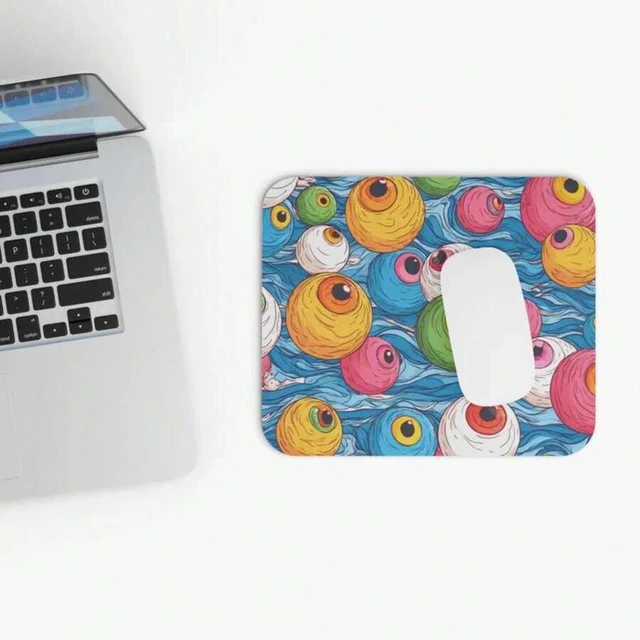 Main image of Bks Candy-Colored Swirling Eye Mouse Pad, Full-Width Polyester Fabric, Non-Slip Rubber Base for Gaming and Office Desk Decor