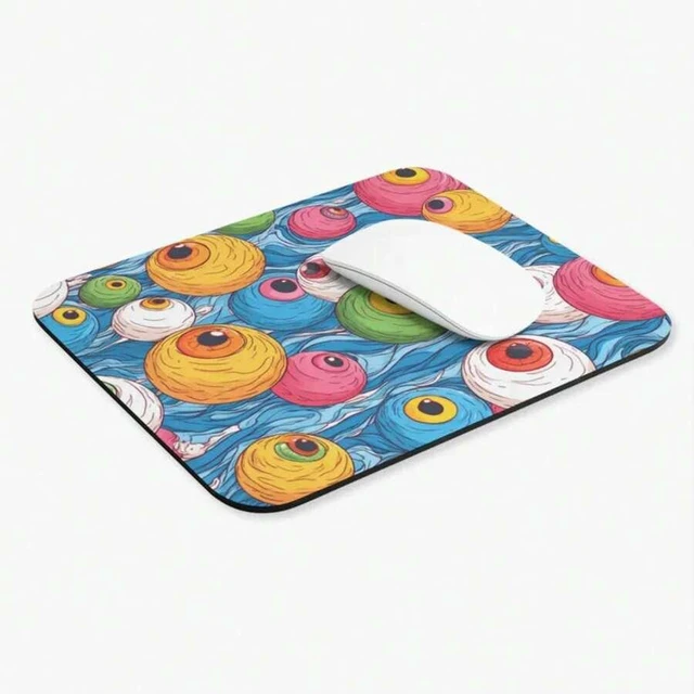 Alt view image 3 of 7 - Bks Candy-Colored Swirling Eye Mouse Pad, Full-Width Polyester Fabric, Non-Slip Rubber Base for Gaming and Office Desk Decor