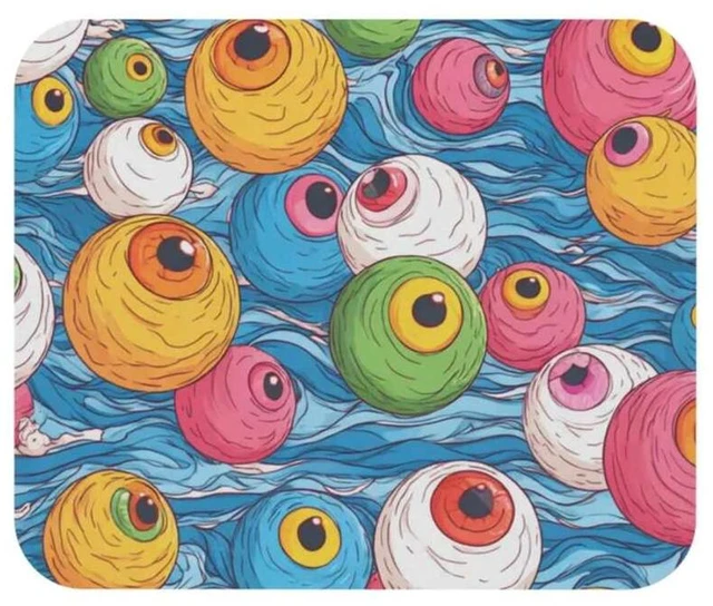 Alt view image 4 of 7 - Bks Candy-Colored Swirling Eye Mouse Pad, Full-Width Polyester Fabric, Non-Slip Rubber Base for Gaming and Office Desk Decor