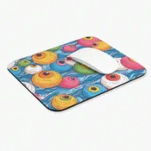 Alt view image 6 of 7 - Bks Candy-Colored Swirling Eye Mouse Pad, Full-Width Polyester Fabric, Non-Slip Rubber Base for Gaming and Office Desk Decor