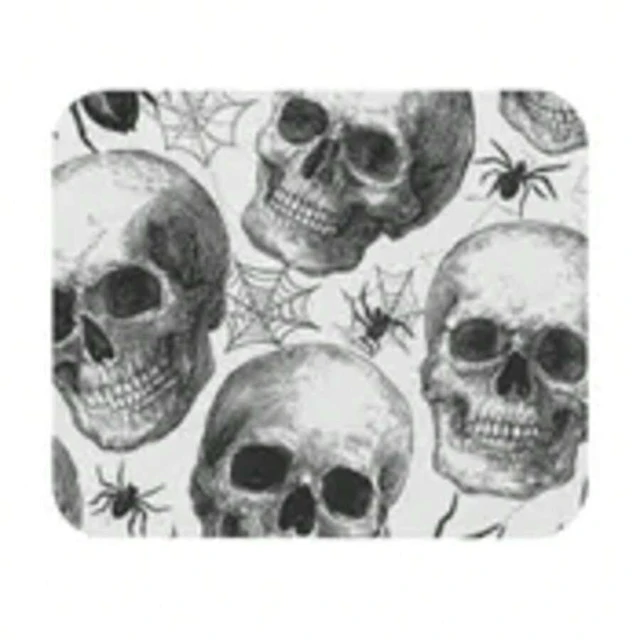 Alt view image 7 of 7 - Bks Skull & Spider Web Mouse Pad 9.84x11.81in Halloween Gothic Design Polyester Fabric Non-Slip Rubber Base for Office