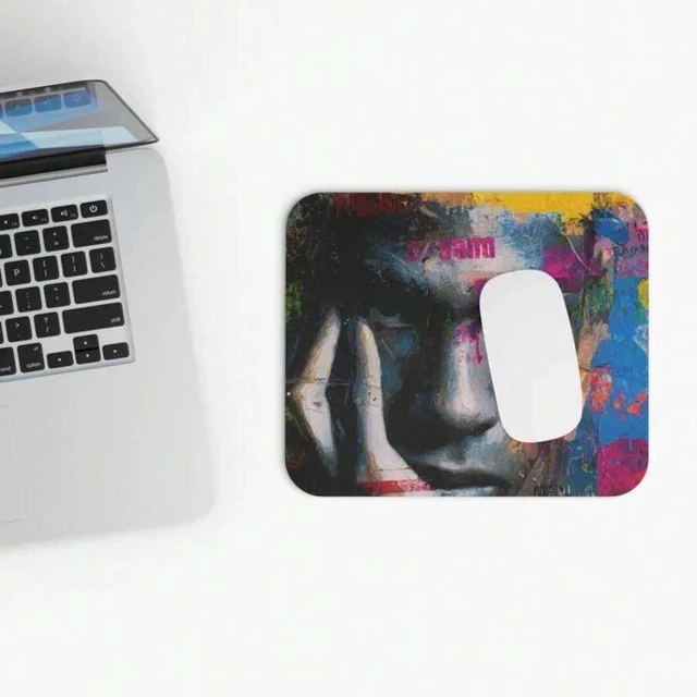 Alt view image 2 of 6 - Bks Angel Crude Lines Mouse Pad 9.84x11.81in Street Art Face Pop Art Design Non-Slip Rubber Base for Office Gaming