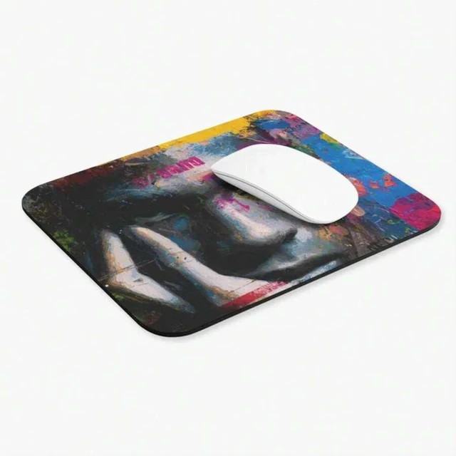 Alt view image 3 of 6 - Bks Angel Crude Lines Mouse Pad 9.84x11.81in Street Art Face Pop Art Design Non-Slip Rubber Base for Office Gaming