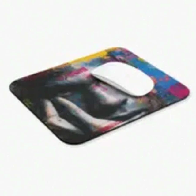 Alt view image 5 of 6 - Bks Angel Crude Lines Mouse Pad 9.84x11.81in Street Art Face Pop Art Design Non-Slip Rubber Base for Office Gaming