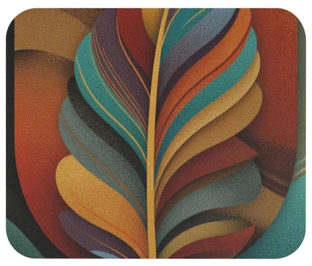 Alt view image 4 of 7 - Bks 9.84x11.81in Earth-Tone Eagle Feather Mouse Pad | Colorful Retro Desk Mat, Polyester Fabric with Rubber Base for Office Gaming