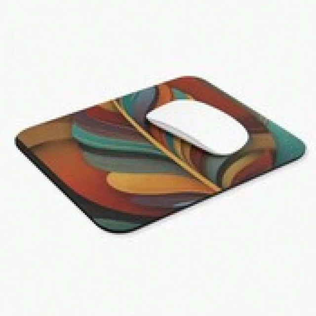 Alt view image 6 of 7 - Bks 9.84x11.81in Earth-Tone Eagle Feather Mouse Pad | Colorful Retro Desk Mat, Polyester Fabric with Rubber Base for Office Gaming