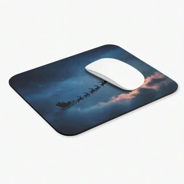 Alt view image 3 of 7 - Bks 9.84x11.81in Sleigh Moon Silhouette Mouse Pad Christmas Desk Mat Non-Slip Rubber Base for Office Gaming
