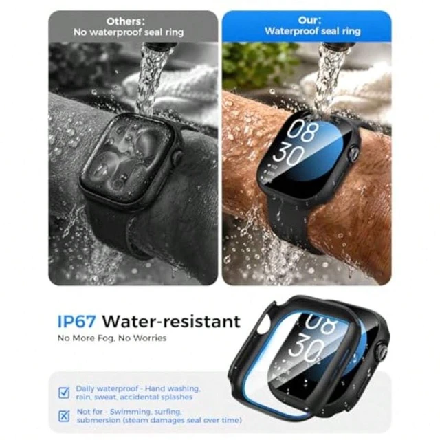 Alt view image 4 of 7 - Bks Waterproof Case Screen Protector for Apple Watch Series 10 11 42mm Hard Bumper with Tempered Glass