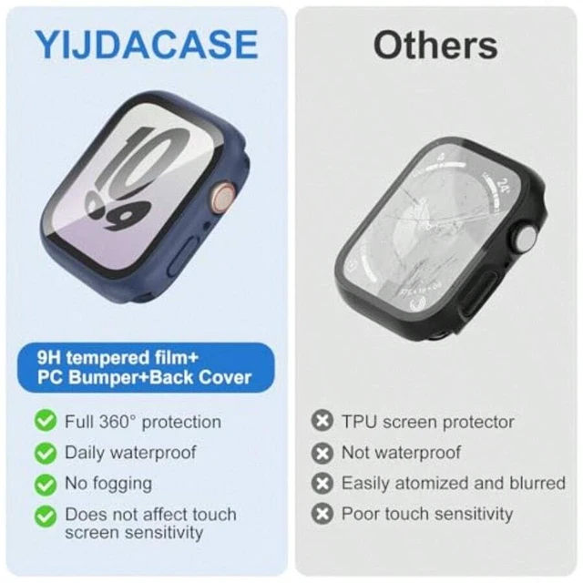 Alt view image 6 of 7 - Bks 3-in-1 Waterproof Case for Apple Watch 40mm SE 3/SE 2/Series 6/5/4 with Tempered Glass Screen Protector and PC Bumper