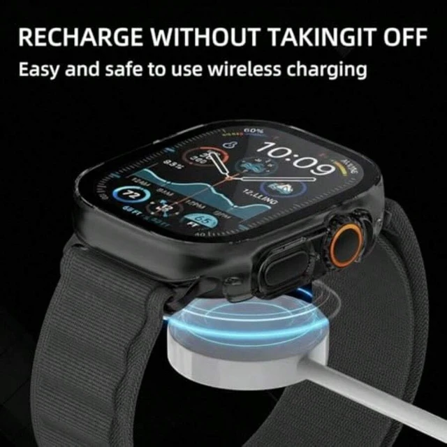 Alt view image 3 of 7 - Bks 2 Pack Apple Watch Ultra Bumper Case Soft Shockproof Scratch Resistant Frame Matte Black