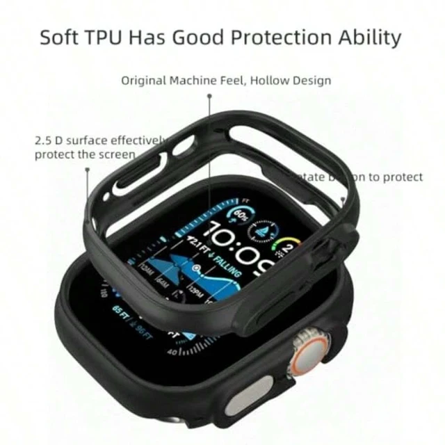 Alt view image 5 of 7 - Bks 2 Pack Apple Watch Ultra Bumper Case Soft Shockproof Scratch Resistant Frame Matte Black