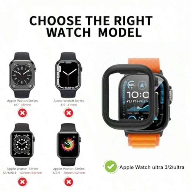 Alt view image 7 of 7 - Bks 2 Pack Apple Watch Ultra Bumper Case Soft Shockproof Scratch Resistant Frame Matte Black