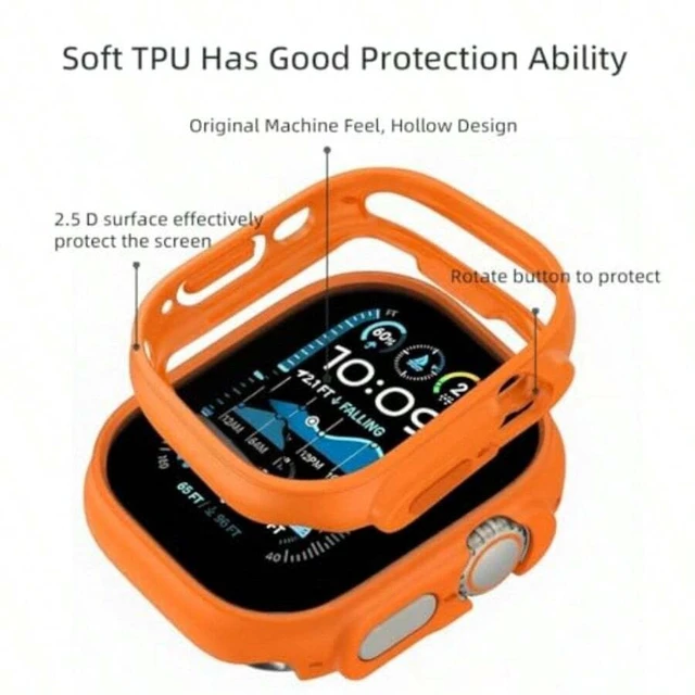 Alt view image 5 of 7 - Bks 2 Pack Soft Bumper Case for Apple Watch Ultra 49mm Shockproof Scratch Resistant Frame No Screen Protector