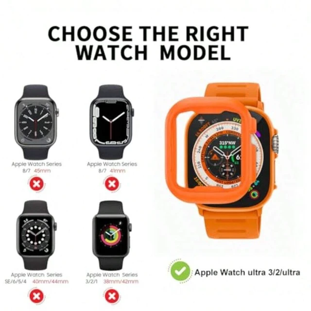 Alt view image 7 of 7 - Bks 2 Pack Soft Bumper Case for Apple Watch Ultra 49mm Shockproof Scratch Resistant Frame No Screen Protector