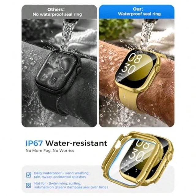 Alt view image 4 of 7 - Bks Waterproof Case for Apple Watch Series 11 and 10 42mm Screen Protector Hard Bumper with Tempered Glass
