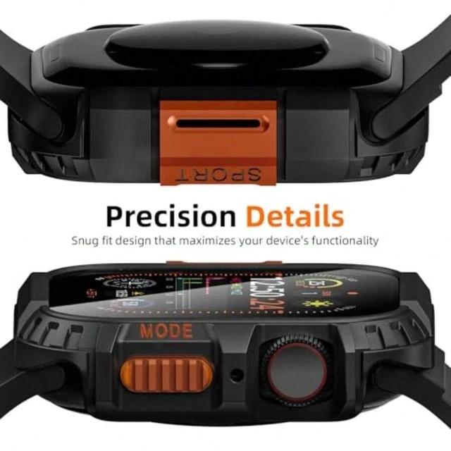 Alt view image 3 of 7 - Bks Rugged Waterproof Case For Apple Watch Series 11 10 With Tempered Glass Screen Protector, Durable Hard Bumper Protective Face Cover For 46 Mm