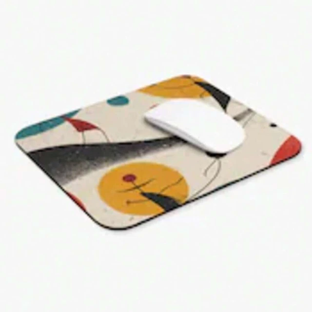 Alt view image 6 of 7 - Bks 9.84*11.81in Floating Dance Forms Mouse Pad | Retro Geometric Art Desk Mat, Non-Slip Rubber Base for Office Gaming