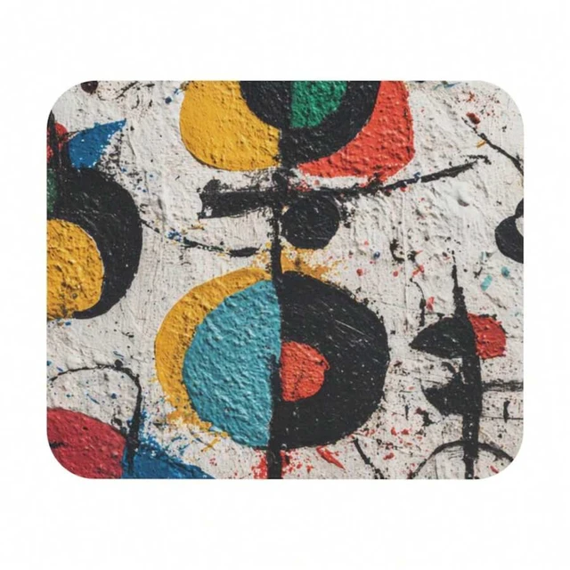 Alt view image 3 of 6 - Bks Dancing Shapes Joy Mouse Pad, Colorful Retro Geometric Desk Mat, 9.84x11.81in Polyester Non-Slip Gaming Office Desktop Accessory