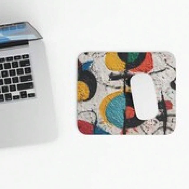 Alt view image 4 of 6 - Bks Dancing Shapes Joy Mouse Pad, Colorful Retro Geometric Desk Mat, 9.84x11.81in Polyester Non-Slip Gaming Office Desktop Accessory