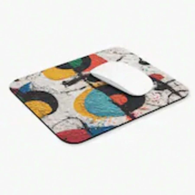 Alt view image 5 of 6 - Bks Dancing Shapes Joy Mouse Pad, Colorful Retro Geometric Desk Mat, 9.84x11.81in Polyester Non-Slip Gaming Office Desktop Accessory