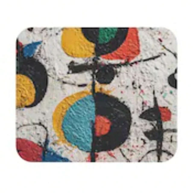 Alt view image 6 of 6 - Bks Dancing Shapes Joy Mouse Pad, Colorful Retro Geometric Desk Mat, 9.84x11.81in Polyester Non-Slip Gaming Office Desktop Accessory