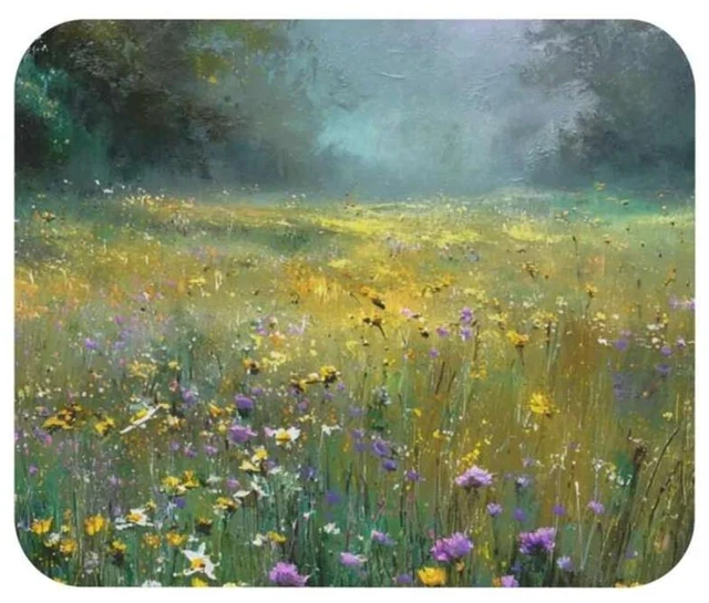 Alt view image 4 of 7 - Bks 9.84x11.81in Morning Wildflowers Mouse Pad, Flower Field Landscape Desk Mat, Non-Slip Rubber Base, Polyester Fabric for Office Gaming