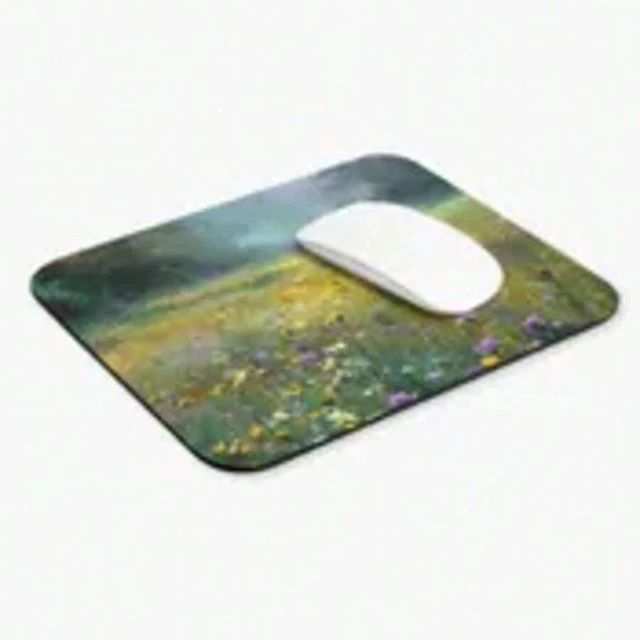 Alt view image 6 of 7 - Bks 9.84x11.81in Morning Wildflowers Mouse Pad, Flower Field Landscape Desk Mat, Non-Slip Rubber Base, Polyester Fabric for Office Gaming