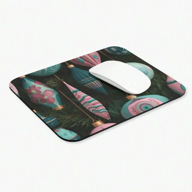 Alt view image 3 of 7 - Bks Retro Teal Mouse Pad 30x25cm | Holiday Desk Mat, Office Accessories, Christmas Gift, Non-Slip Rubber Base, Polyester Fabric