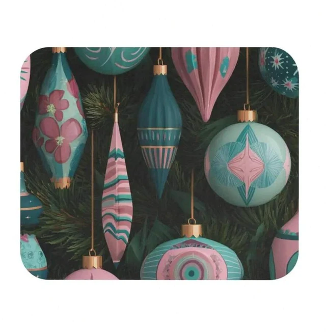 Alt view image 4 of 7 - Bks Retro Teal Mouse Pad 30x25cm | Holiday Desk Mat, Office Accessories, Christmas Gift, Non-Slip Rubber Base, Polyester Fabric