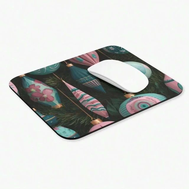 Alt view image 6 of 7 - Bks Retro Teal Mouse Pad 30x25cm | Holiday Desk Mat, Office Accessories, Christmas Gift, Non-Slip Rubber Base, Polyester Fabric