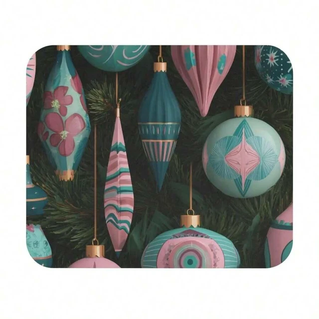 Alt view image 7 of 7 - Bks Retro Teal Mouse Pad 30x25cm | Holiday Desk Mat, Office Accessories, Christmas Gift, Non-Slip Rubber Base, Polyester Fabric