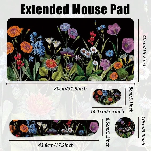 Alt view image 4 of 7 - Bks 4-Piece Ergonomic Keyboard Mouse Pad Set with Wrist Rests and Cup Coaster for Home Office Gaming Desk
