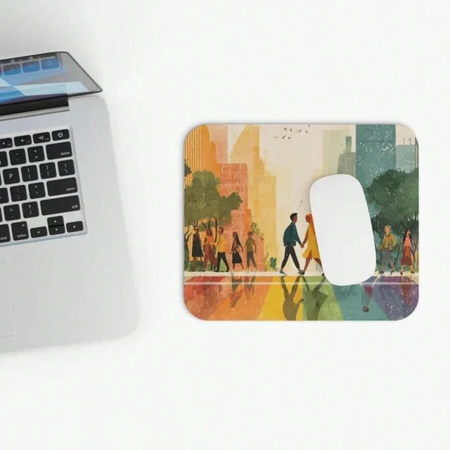Main image of Bks Rainbow Crosswalk Love Mouse Pad 30x25cm, Polyester Fabric with Rubber Base for Office Desk and Gaming