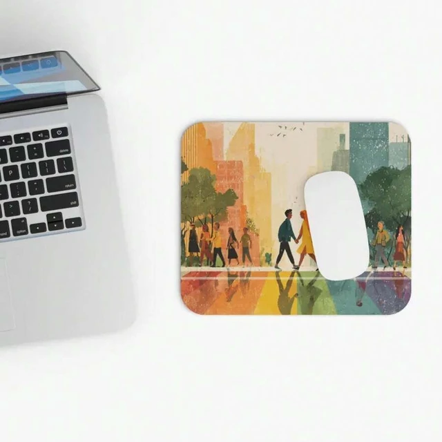Alt view image 2 of 7 - Bks Rainbow Crosswalk Love Mouse Pad 30x25cm, Polyester Fabric with Rubber Base for Office Desk and Gaming