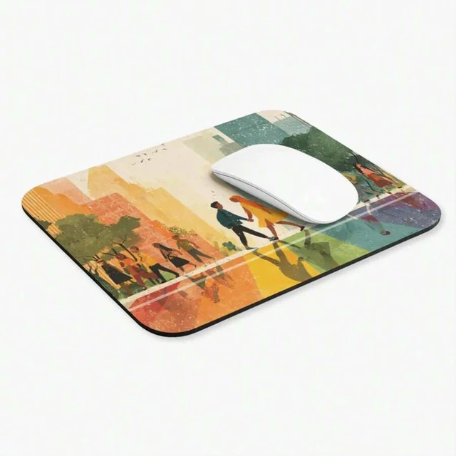 Alt view image 3 of 7 - Bks Rainbow Crosswalk Love Mouse Pad 30x25cm, Polyester Fabric with Rubber Base for Office Desk and Gaming