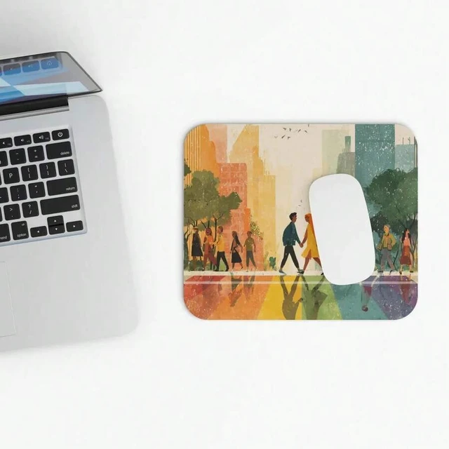 Alt view image 5 of 7 - Bks Rainbow Crosswalk Love Mouse Pad 30x25cm, Polyester Fabric with Rubber Base for Office Desk and Gaming