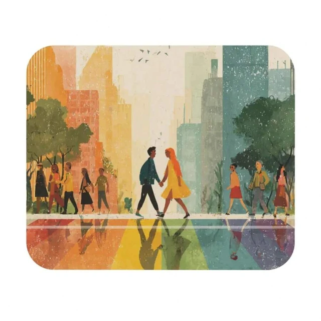 Alt view image 4 of 7 - Bks Rainbow Crosswalk Love Mouse Pad 30x25cm, Polyester Fabric with Rubber Base for Office Desk and Gaming