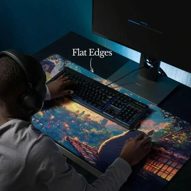 Alt view image 5 of 6 - Bks Large Desk Mat Japanese Art Gaming Mousepad RGB LED Extended Keyboard Pad Option Deskmat