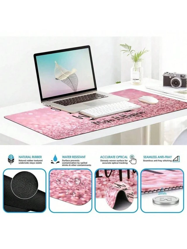 Alt view image 2 of 5 - Bks Pink Beach Mouse Pad, 80x30cm Large Anti Slip Gaming Desk Mat for Keyboard Size Stylish