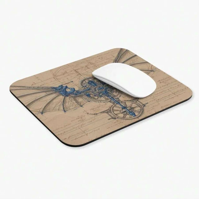 Alt view image 3 of 7 - Bks 9.84x11.81in Wings Of Invention Mouse Pad | Mechanical Wings Bluebird, Desk Accessories, Christmas Gift Idea, Desk Decor, Office Supplies