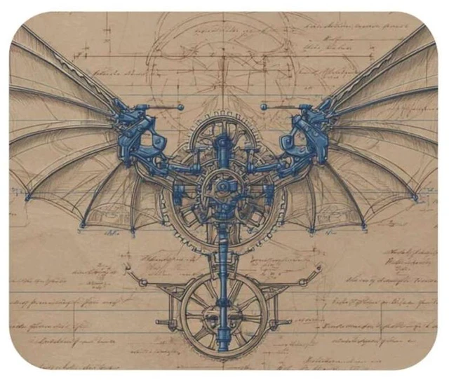 Alt view image 4 of 7 - Bks 9.84x11.81in Wings Of Invention Mouse Pad | Mechanical Wings Bluebird, Desk Accessories, Christmas Gift Idea, Desk Decor, Office Supplies