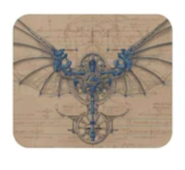 Alt view image 7 of 7 - Bks 9.84x11.81in Wings Of Invention Mouse Pad | Mechanical Wings Bluebird, Desk Accessories, Christmas Gift Idea, Desk Decor, Office Supplies
