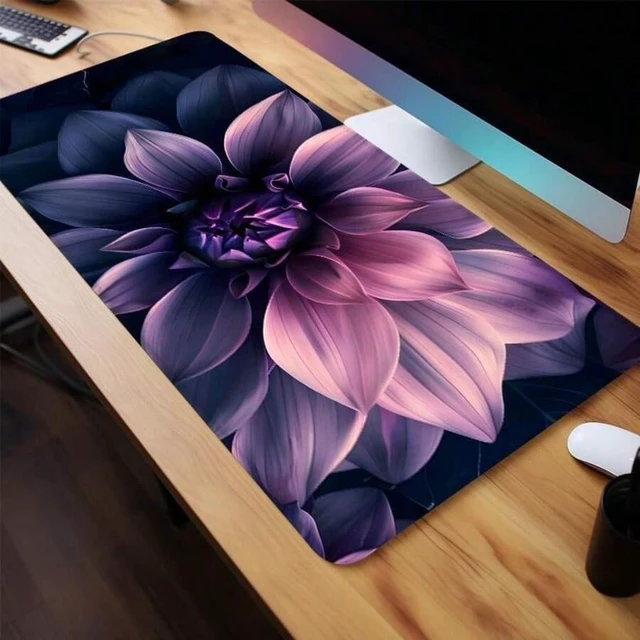 Main image of Bks Large Gaming Mouse Pad, Lotus Flower Pattern, Non-Slip Rubber Base, Stitched Edge Desk Mat for Laptop PC Home Office