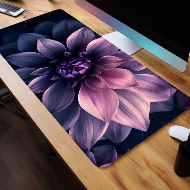 Alt view image 3 of 7 - Bks Large Gaming Mouse Pad, Lotus Flower Pattern, Non-Slip Rubber Base, Stitched Edge Desk Mat for Laptop PC Home Office