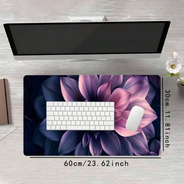Alt view image 5 of 7 - Bks Large Gaming Mouse Pad, Lotus Flower Pattern, Non-Slip Rubber Base, Stitched Edge Desk Mat for Laptop PC Home Office