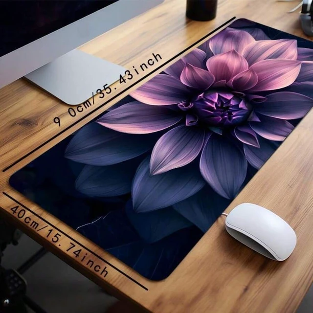 Alt view image 7 of 7 - Bks Large Gaming Mouse Pad, Lotus Flower Pattern, Non-Slip Rubber Base, Stitched Edge Desk Mat for Laptop PC Home Office