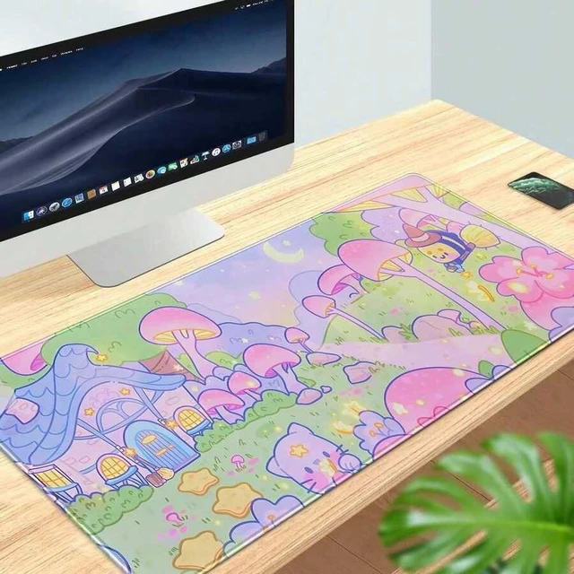 Alt view image 2 of 6 - Bks Large Pastel Mushroom Desk Mat Extended Gaming Mousepad for Laptop Keyboard Long Anime Style Computer Pad