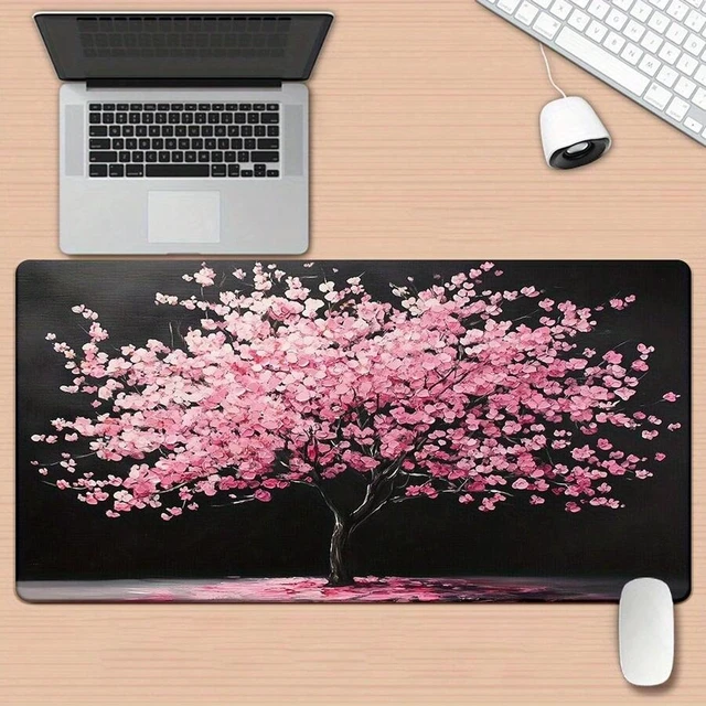 Alt view image 3 of 7 - Bks XXL Gaming Mouse Pad, Cherry Blossom Print Desk Mat, Non-Slip Rubber Base, Large Office Computer Mousepad