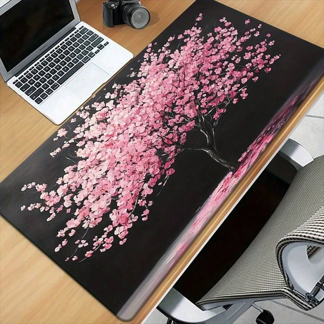 Alt view image 4 of 7 - Bks XXL Gaming Mouse Pad, Cherry Blossom Print Desk Mat, Non-Slip Rubber Base, Large Office Computer Mousepad